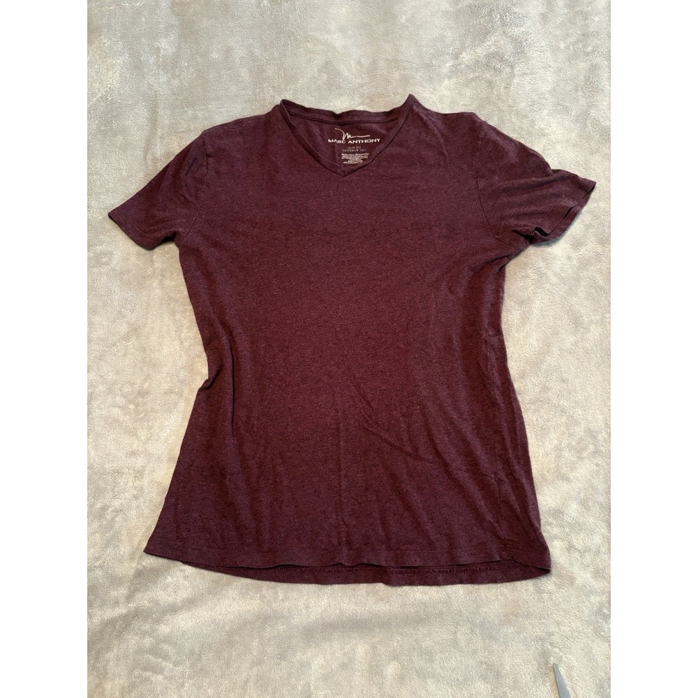 Marc Anthony Luxury Tee Men's Slim Fit Burgundy V-Neck Supima Cotton Modal Tee